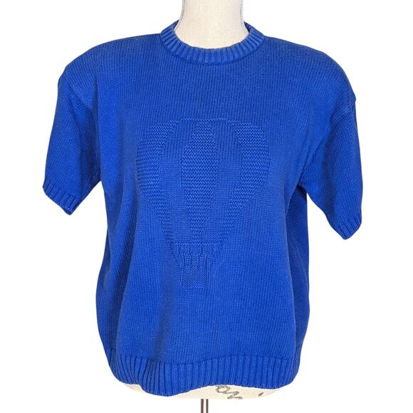 90s Vintage Nordstrom Short Sleeve Crew Neck Sweater Blue Size Medium - Picture 15 of 15